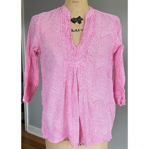 OLIPHANT Pintuck Pink White Lightweight Tunic S